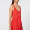 Vestido largo de jersey de crepé, color coral Vestido largo de jersey de crepé, color coral