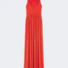 Vestido largo de jersey de crepé, color coral Vestido largo de jersey de crepé, color coral
