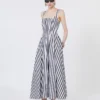 Vestido largo de popelín de algodón, negro