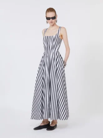Vestido largo de popelín de algodón, negro