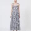 Vestido largo de popelín de algodón, negro