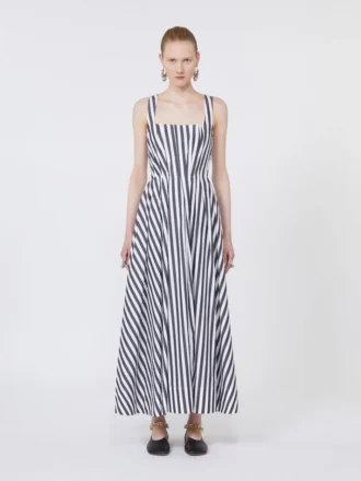 Vestido largo de popelín de algodón, negro