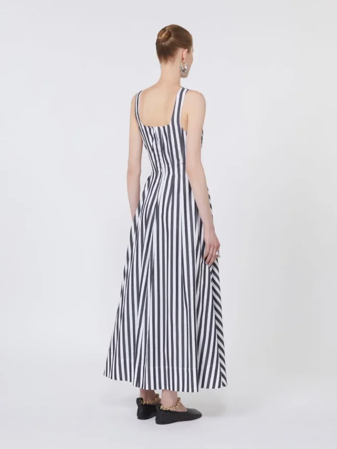 Vestido largo de popelín de algodón, negro