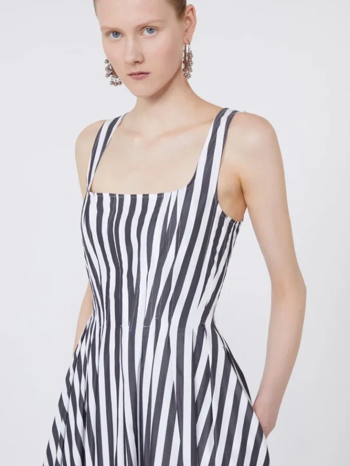 Vestido largo de popelín de algodón, negro