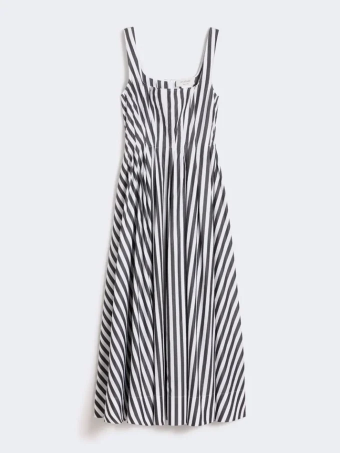 Vestido largo de popelín de algodón, negro