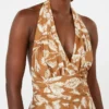 Vestido largo de popelín estampado, color caramelo Vestido largo de popelín estampado, color caramelo