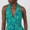 Vestido largo de popelín estampado, color esmeralda Vestido largo de popelín estampado, color esmeralda