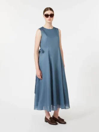 Vestido largo de ramio, azul cielo