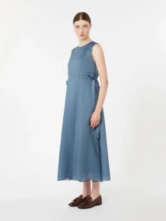 Vestido largo de ramio, azul cielo