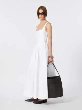 Vestido largo sin mangas de algodón puro, blanco óptico
