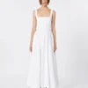 Vestido largo sin mangas de algodón puro, blanco óptico Vestido largo sin mangas de algodón puro, blanco óptico