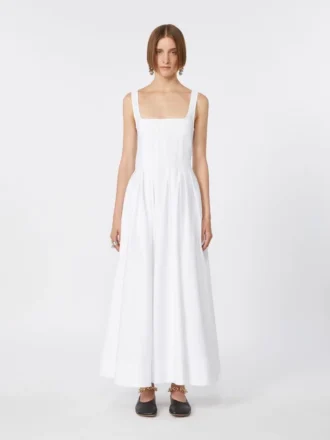 Vestido largo sin mangas de algodón puro, blanco óptico