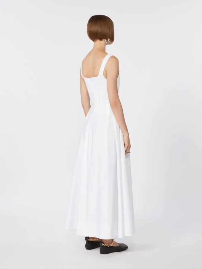 Vestido largo sin mangas de algodón puro, blanco óptico Vestido largo sin mangas de algodón puro, blanco óptico