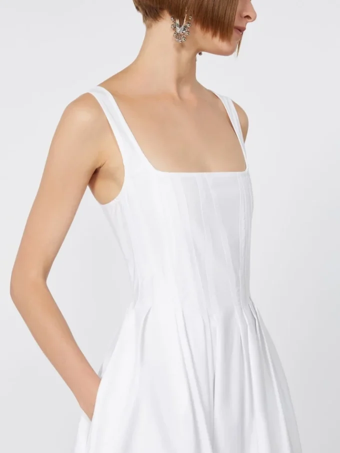 Vestido largo sin mangas de algodón puro, blanco óptico Vestido largo sin mangas de algodón puro, blanco óptico