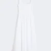 Vestido largo sin mangas de algodón puro, blanco óptico Vestido largo sin mangas de algodón puro, blanco óptico