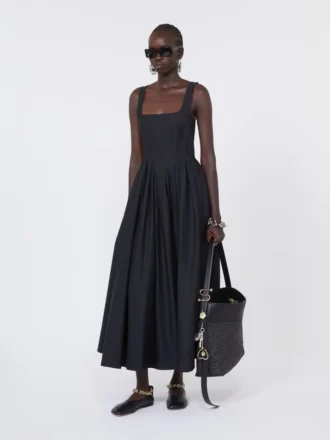 Vestido largo sin mangas de algodón puro, negro