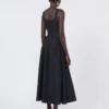 Vestido largo sin mangas de algodón puro, negro Vestido largo sin mangas de algodón puro, negro