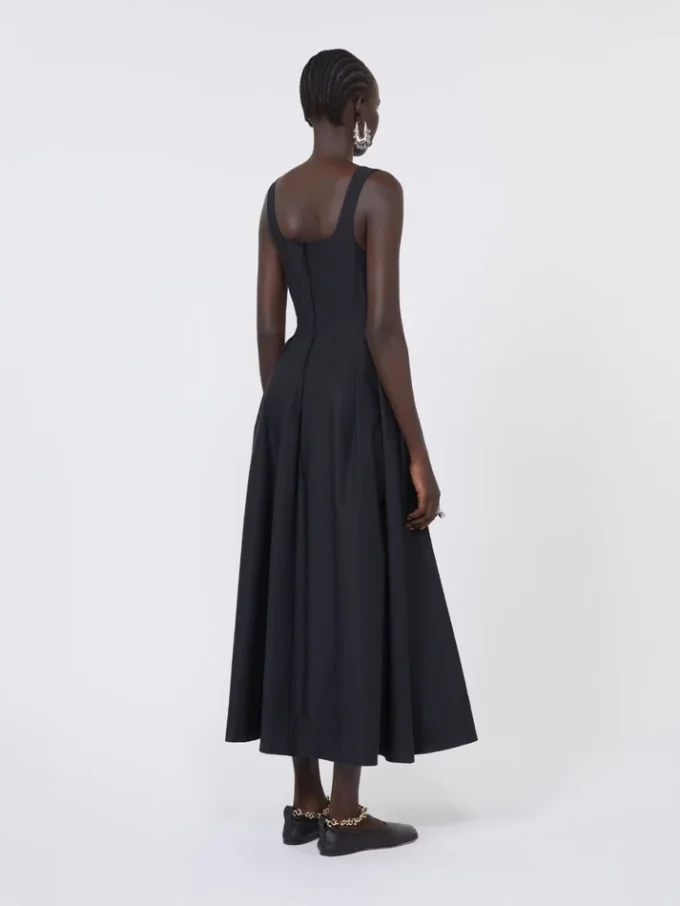 Vestido largo sin mangas de algodón puro, negro Vestido largo sin mangas de algodón puro, negro