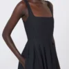 Vestido largo sin mangas de algodón puro, negro Vestido largo sin mangas de algodón puro, negro