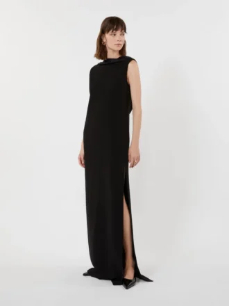 Vestido largo y ligero de cady, negro