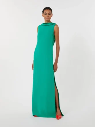 Vestido largo y ligero de cady, verde