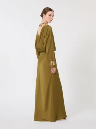 Vestido ligero de satén, color caqui