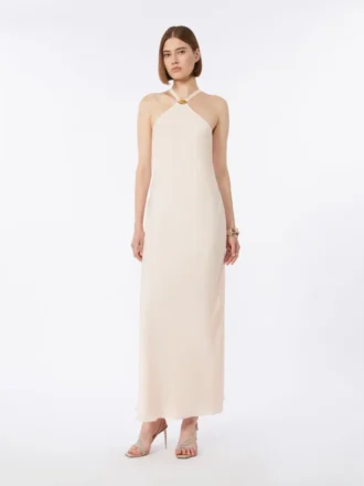 Vestido ligero de satén, rosa beige
