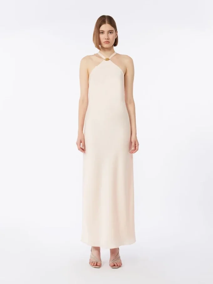Vestido ligero de satén, rosa beige Vestido ligero de satén, rosa beige