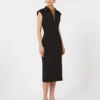 Vestido midi de cady, negro