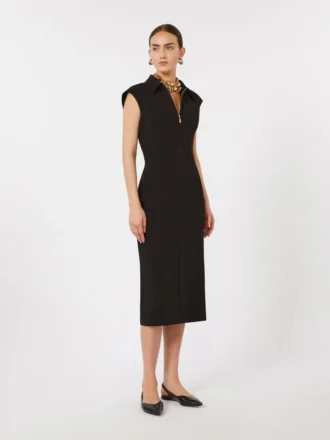 Vestido midi de cady, negro