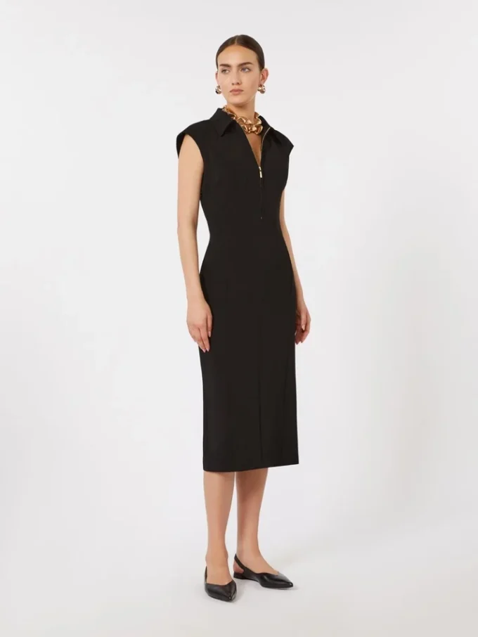 Vestido midi de cady, negro