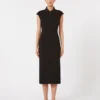 Vestido midi de cady, negro