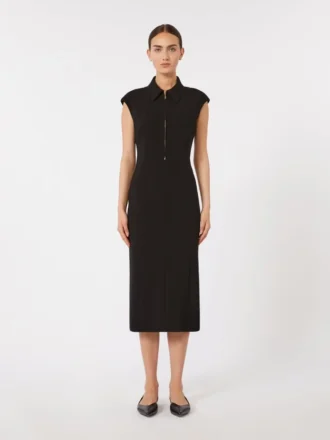 Vestido midi de cady, negro