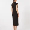 Vestido midi de cady, negro