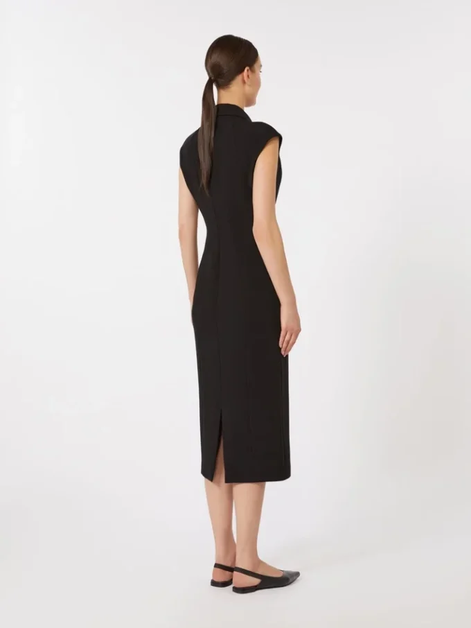 Vestido midi de cady, negro