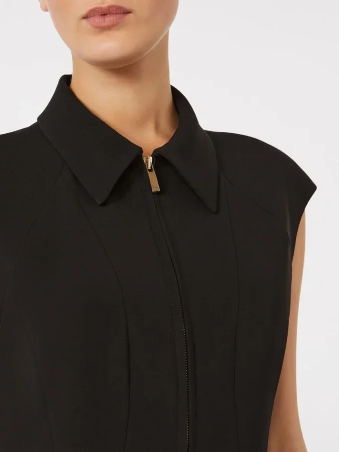 Vestido midi de cady, negro
