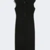 Vestido midi de cady, negro