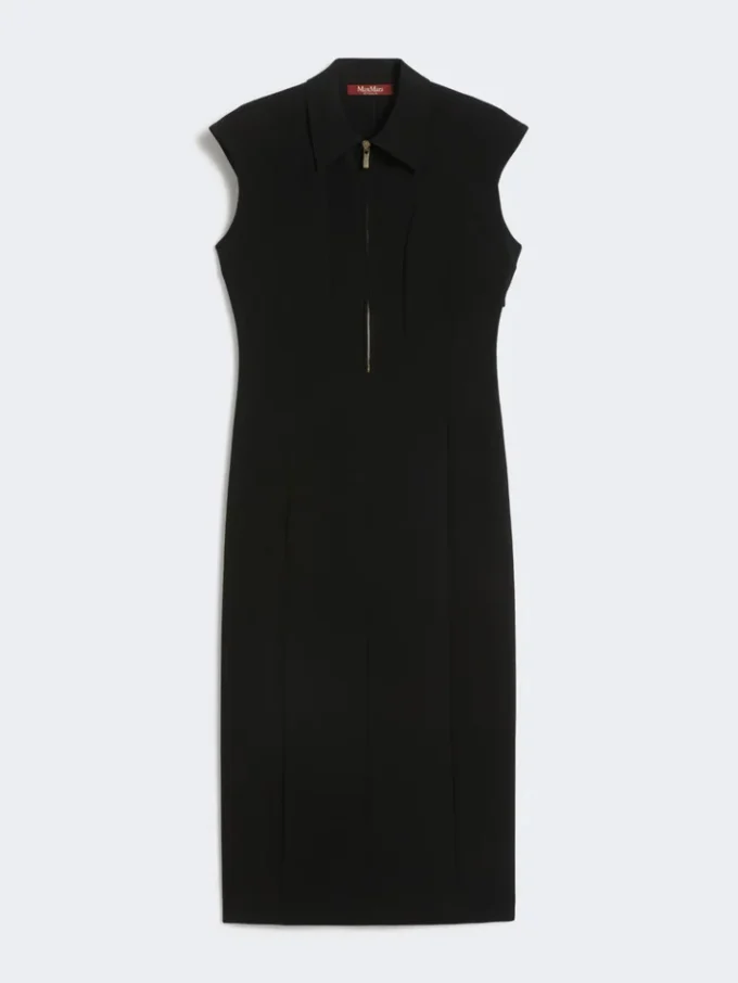 Vestido midi de cady, negro