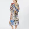 Vestido midi de crepé de seda estampado, multicolor Vestido midi de crepé de seda estampado, multicolor