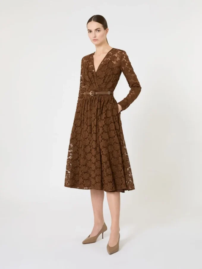 Vestido midi de tul, color chocolate Vestido midi de tul, color chocolate