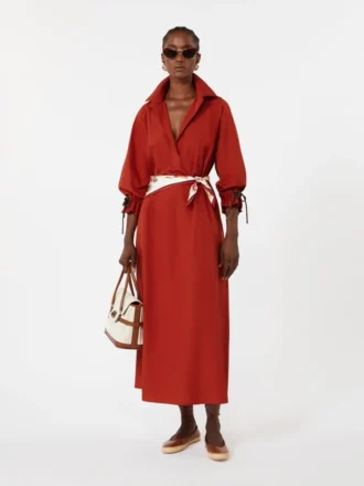 Vestido oversize de popelín de algodón, rojo
