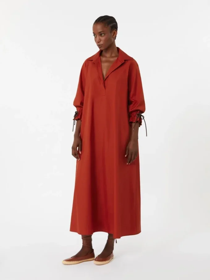 Vestido oversize de popelín de algodón, rojo