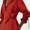 Vestido oversize de popelín de algodón, rojo