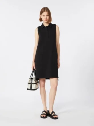 Vestido polo de jersey scuba, negro