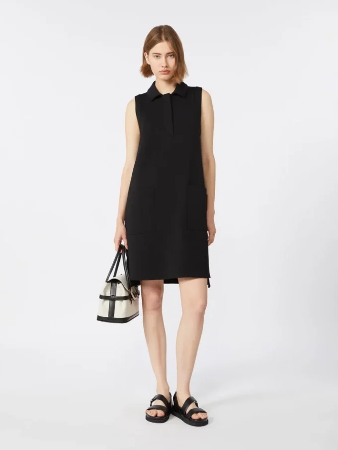 Vestido polo de jersey scuba, negro Vestido polo de jersey scuba, negro
