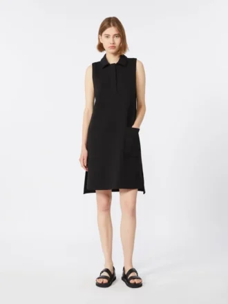 Vestido polo de jersey scuba, negro