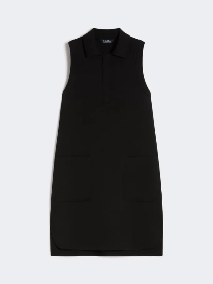 Vestido polo de jersey scuba, negro Vestido polo de jersey scuba, negro