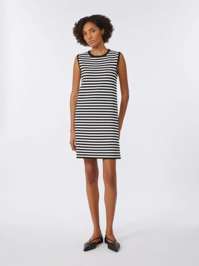 Vestido sin mangas de hilo de crepé de viscosa, negro Vestido sin mangas de hilo de crepé de viscosa, negro