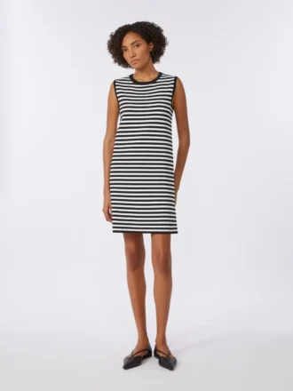 Vestido sin mangas de hilo de crepé de viscosa, negro
