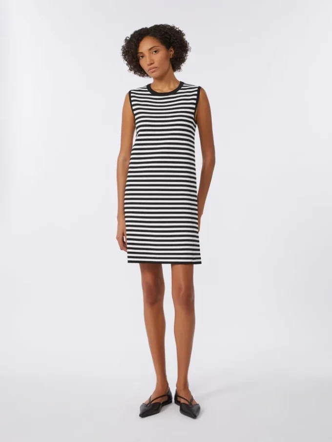 Vestido sin mangas de hilo de crepé de viscosa, negro Vestido sin mangas de hilo de crepé de viscosa, negro